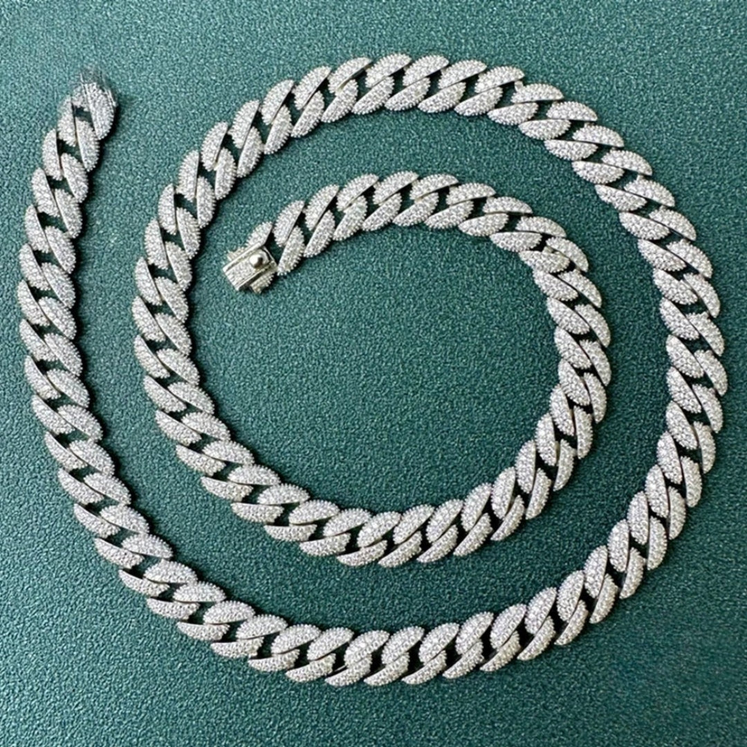 Moissanite Tennis Chain Necklace – 2mm–5mm | 925 Sterling Silver Iced Out VVS Pass Diamond Tester Fine Jewelry for Men & Women