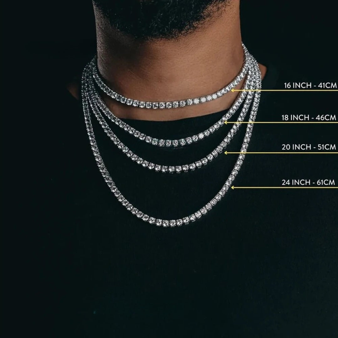 Moissanite Tennis Necklace – D Color | 925 Sterling Silver 18k Gold Plated Hip Hop Party Jewelry for Men & Women