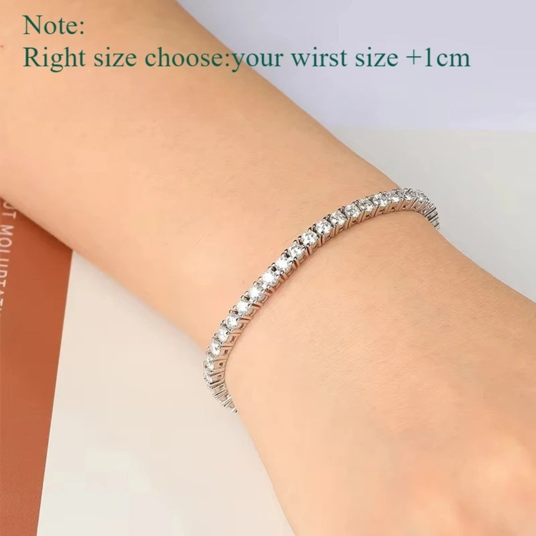 Moissanite Tennis Bracelet – 2mm–6.5mm | Platinum Plated 925 Sterling Silver Wedding Jewelry Christmas Gift for Men & Women