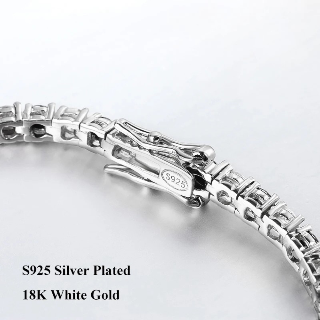 Moissanite Tennis Bracelet – D Color Blue, Green, White | 3mm–6.5mm | 925 Sterling Silver Diamond Link for Men & Women