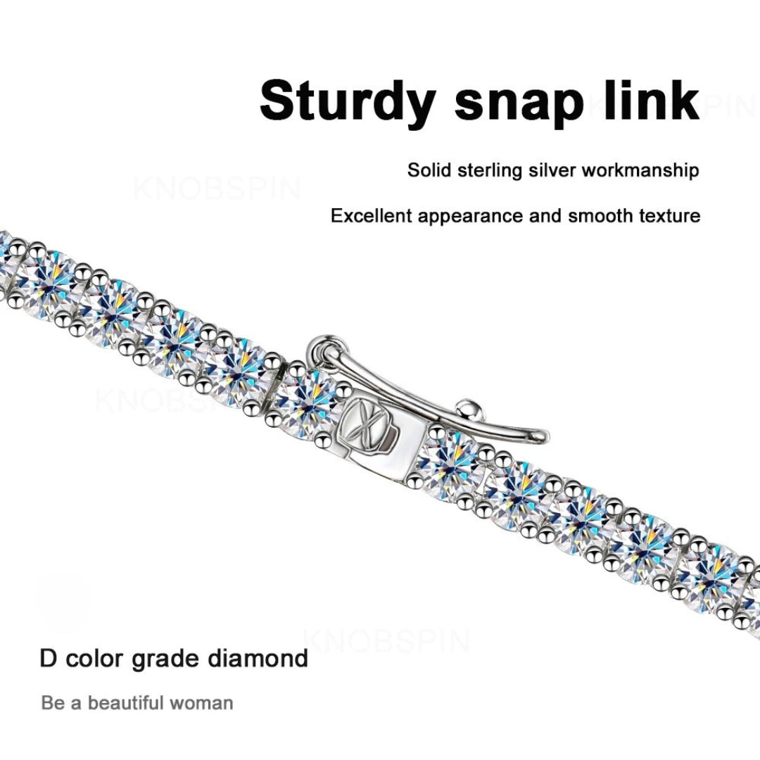 Moissanite Tennis Necklace – D Color | 925 Sterling Silver 18k Gold Plated Hip Hop Party Jewelry for Men & Women