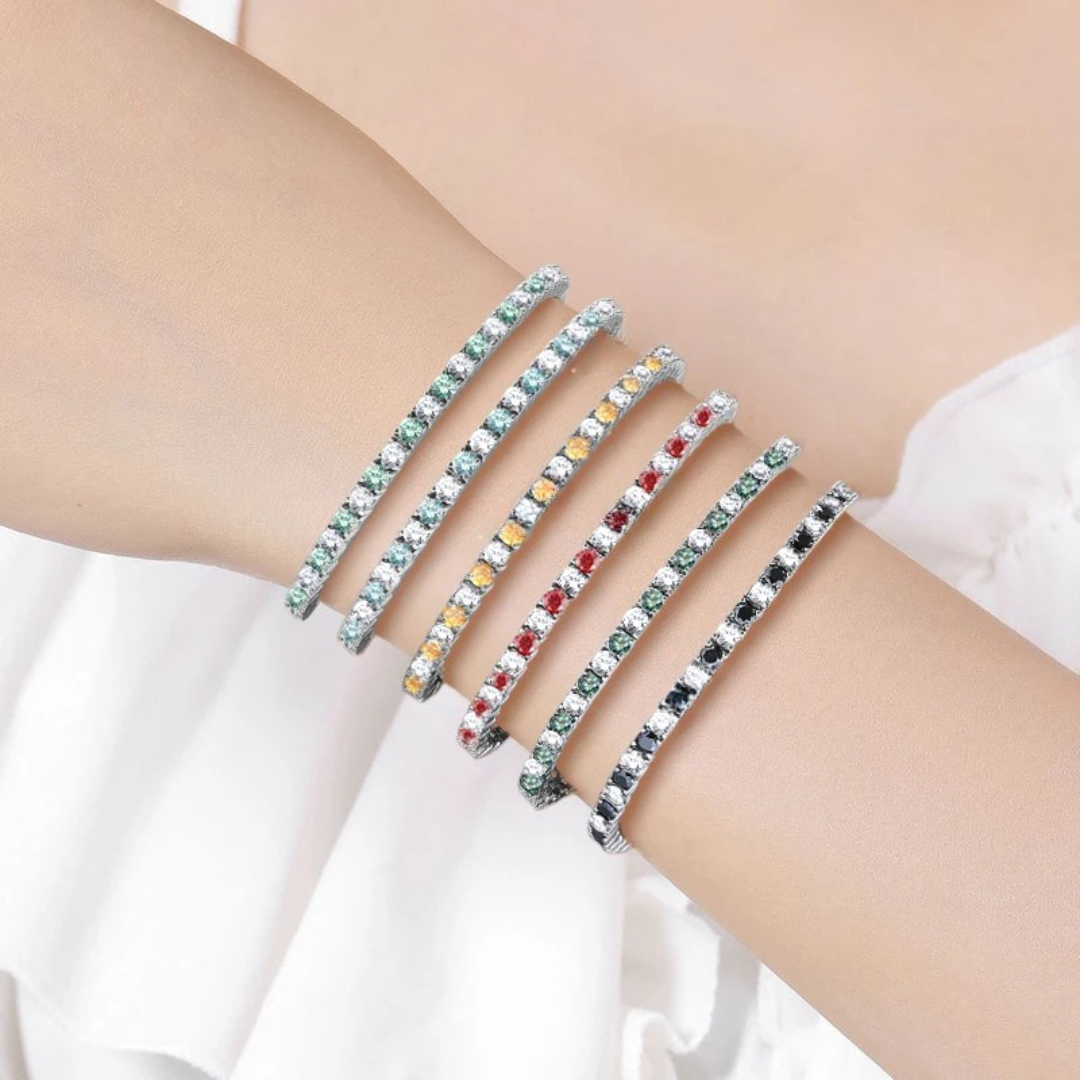 Moissanite Tennis Bracelet – D Color Blue, Green, White | 3mm–6.5mm | 925 Sterling Silver Diamond Link for Men & Women