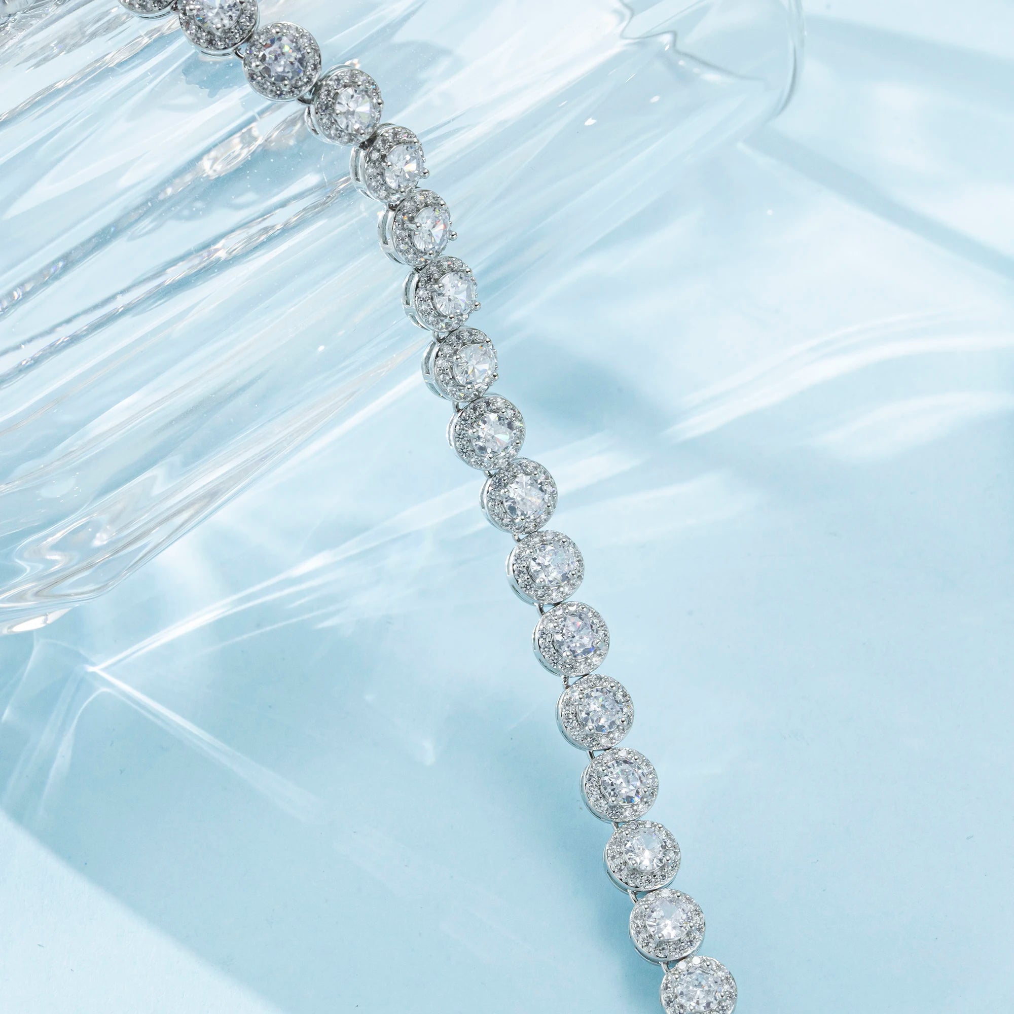 Moissanite Tennis Necklace – Full Zircon Design | Silver White Gold Plated Chain Jewelry Gift for Men & Women