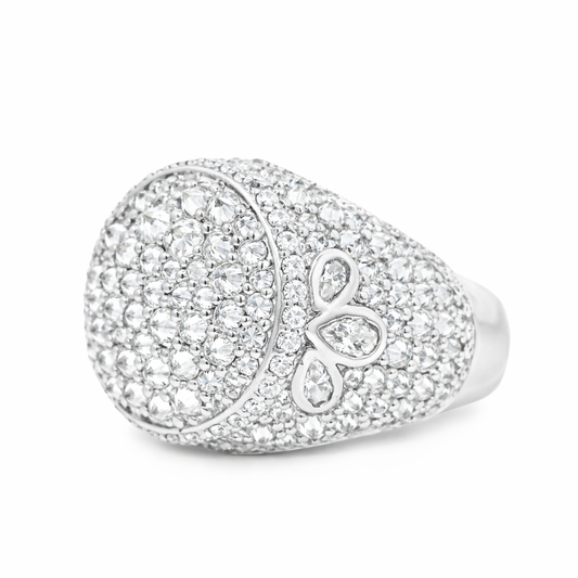 Half Clover Ring – Inverted VVS D Color Stones, 925 Silver
