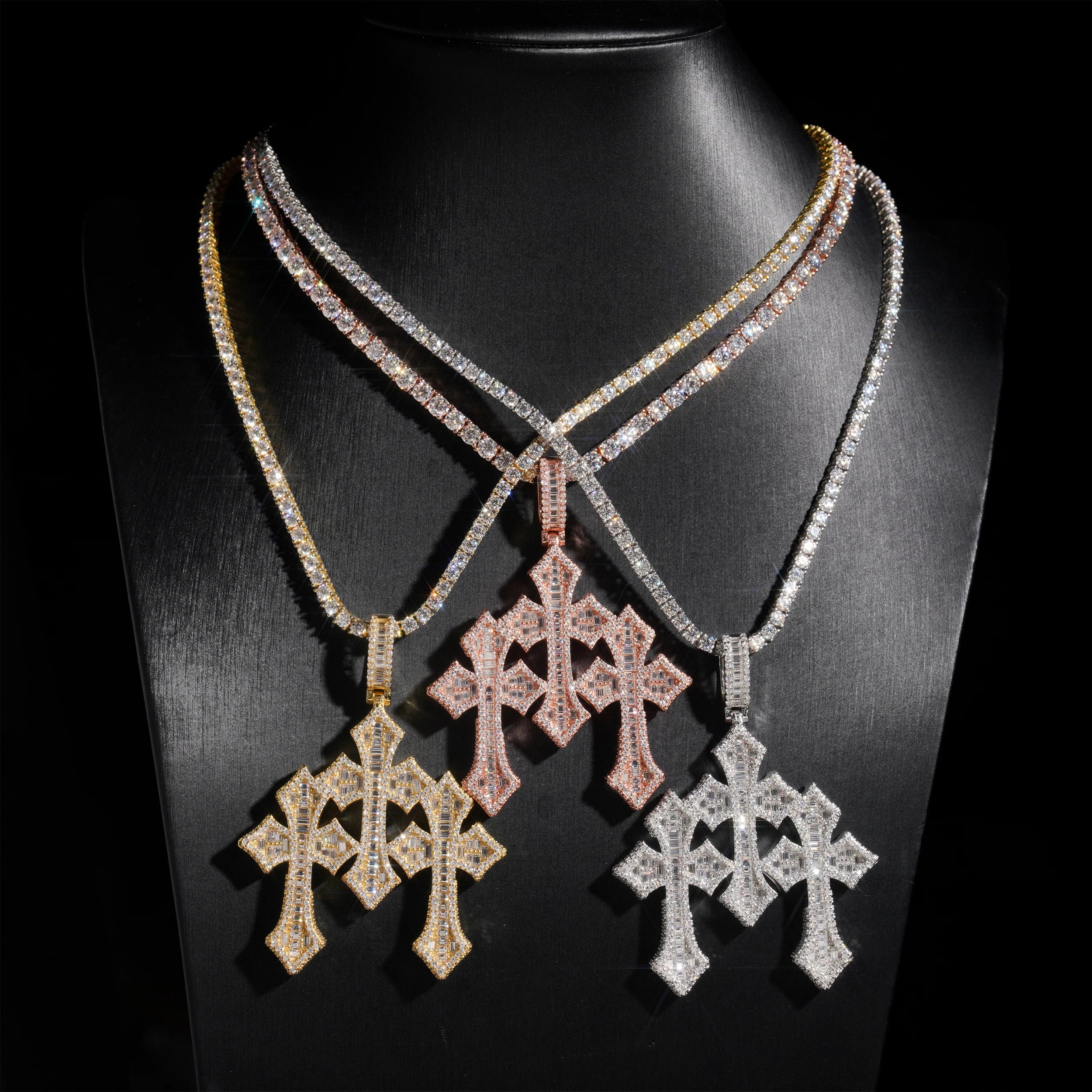 Moissanite Oversized Cross Pendant – GRA Certified | 925 Sterling Silver Fits 8mm Tennis Chain Hip Hop Jewelry