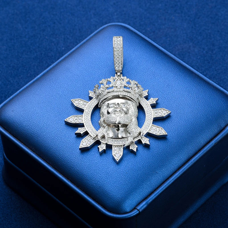 Moissanite Jesus Head Pendant Necklace – Iced Out Design | Christian Faith Hip Hop Jewelry for Men & Women