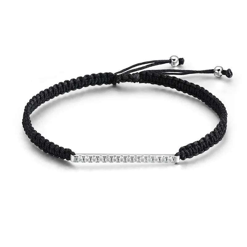 Moissanite Adjustable Bracelet – D Color with GRA Certificate | 925 Sterling Silver Braided Rope Chain Jewelry for Men & Women