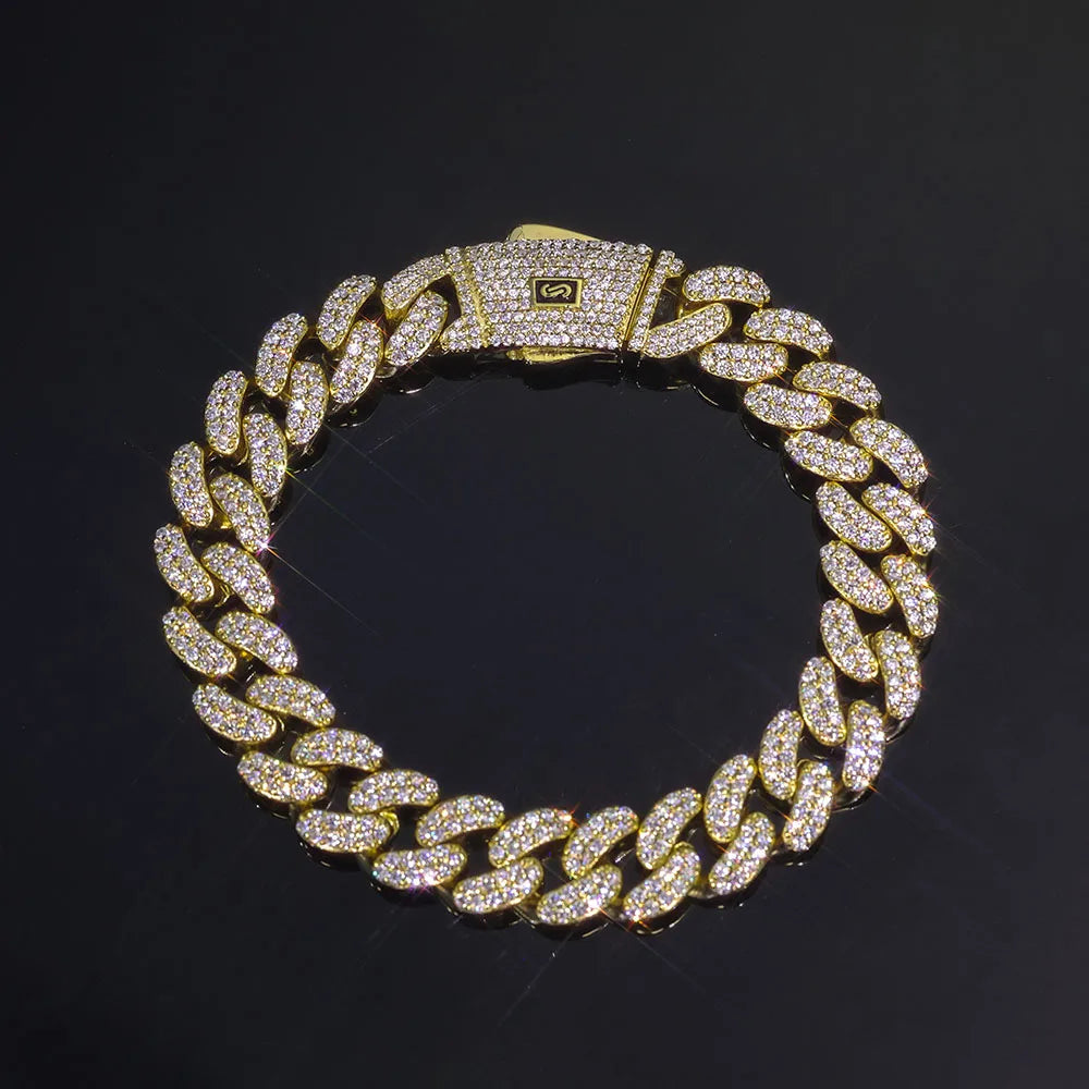 Moissanite Monaco Bracelet – New Style Full Iced Out VVS Diamond 2 Row Cuban Link Chain | 925 Sterling Silver Jewelry for Men & Women