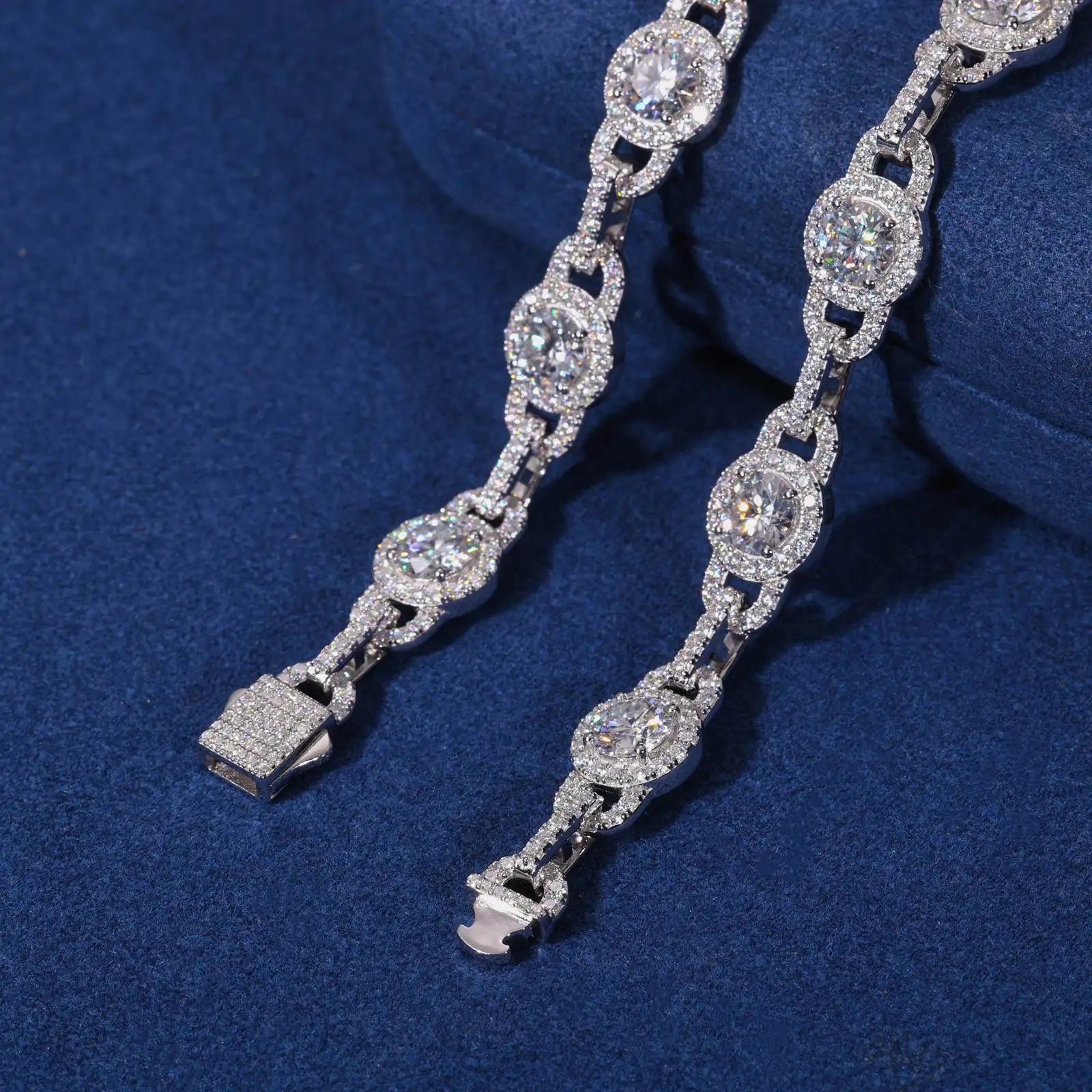 Moissanite Necklace – Iced Out D Color Hip Hop Link Chain with GRA Certificate | 925 Sterling Silver Diamond Jewelry for Men & Women