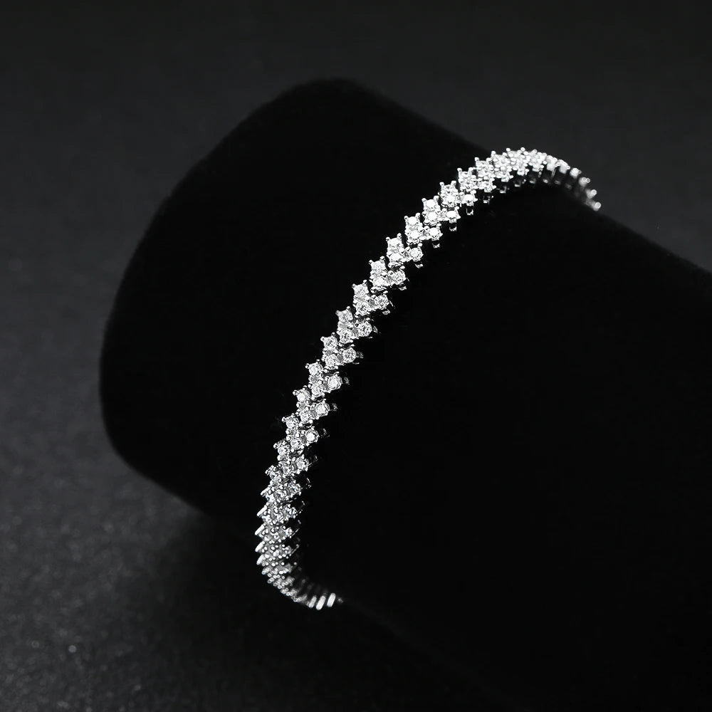 Moissanite Tennis Bracelet – 1.5mm D Color VVS1 Diamond Wedding Jewelry | 925 Sterling Silver 18K White Gold Plated Bracelet for Women