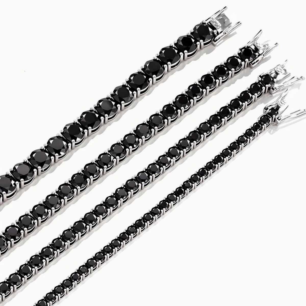 Black Moissanite Tennis Bracelet – 3mm–6.5mm | 925 Sterling Silver Premium Luxury Jewelry Gift for Men & Women