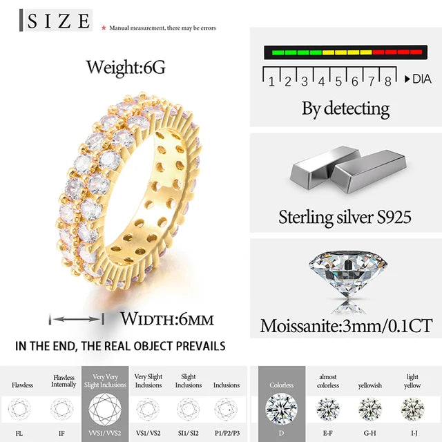 Moissanite Cross Ring – Baguette Iced Out | S925 Sterling Silver Luxury Hip Hop Jewelry for Men & Women