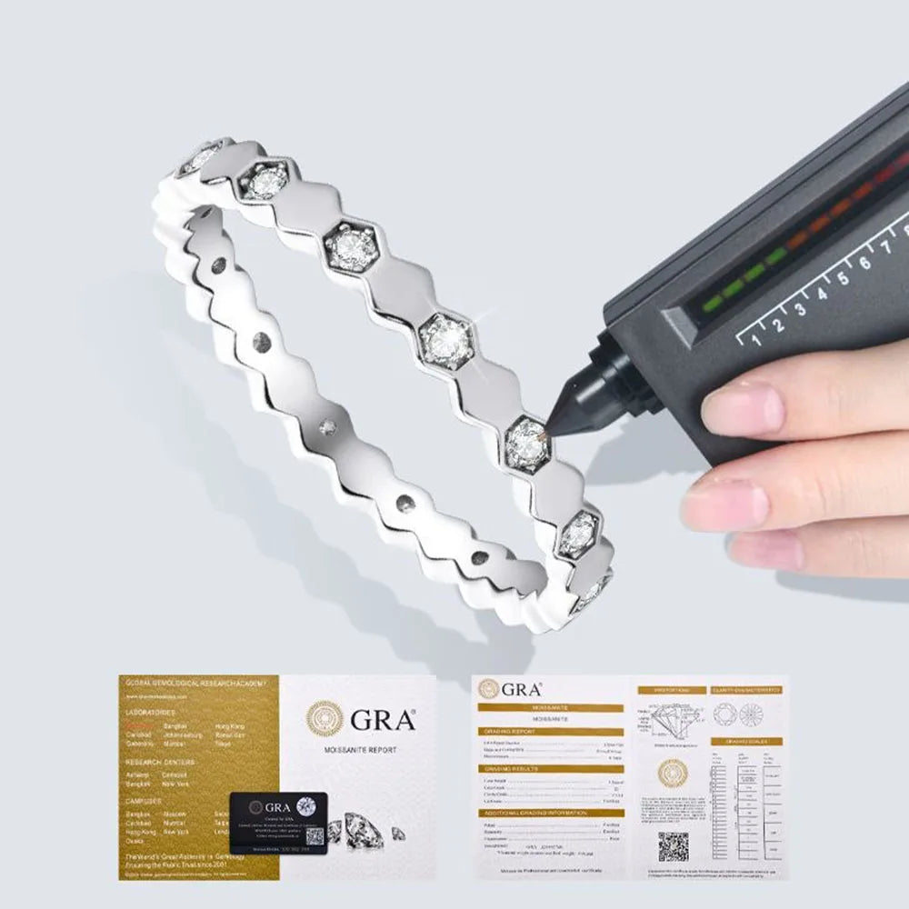 Moissanite Ring for Women – Honeycomb Design VVS Diamond Wedding & Engagement Ring | 925 Sterling Silver Daily Wear Jewelry Gift