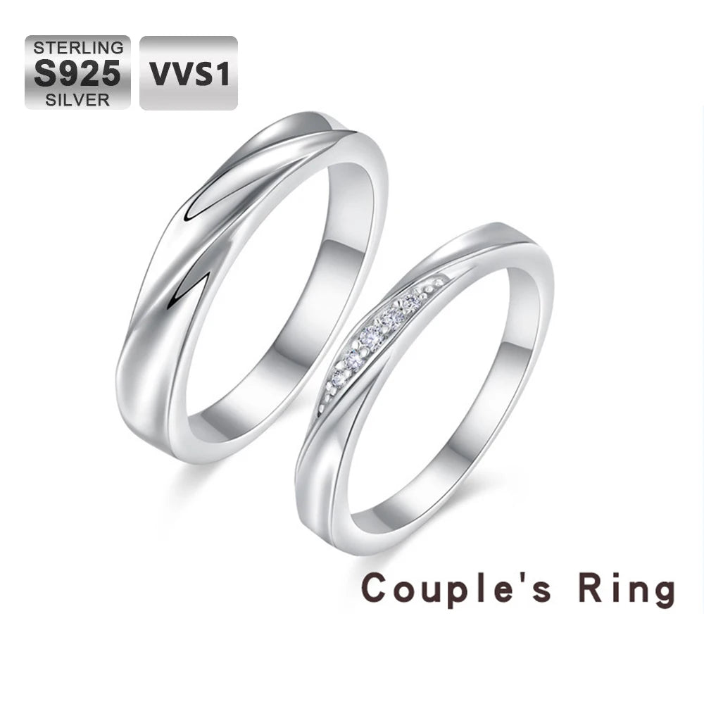 Moissanite Ring – Dazzling Delicate Couple Band | 925 Sterling Silver Luxury Wedding & Valentine’s Day Jewelry for Men & Women