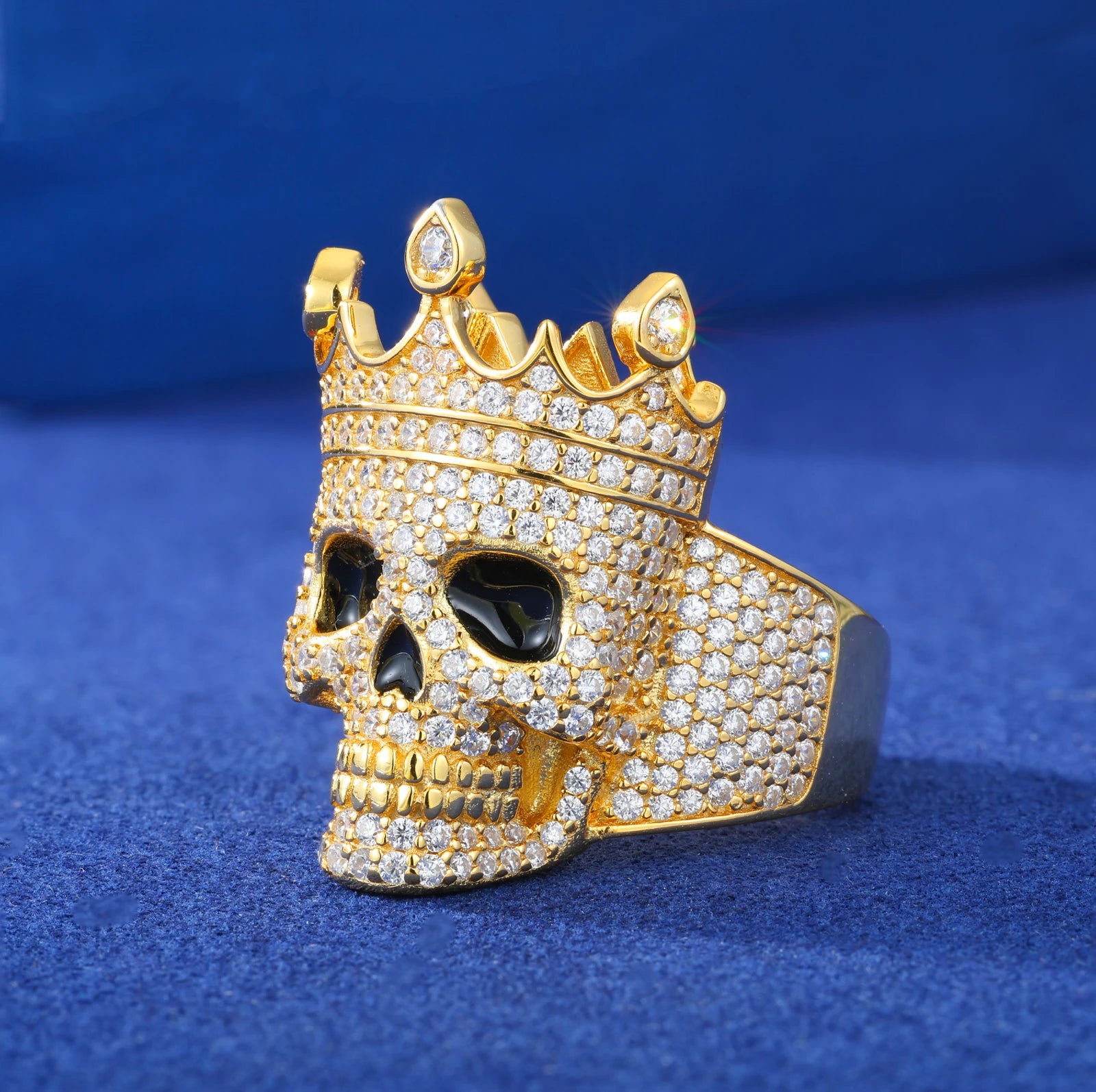 Moissanite Crown Skull Ring – Iced Out Design | Sterling Silver Hip Hop Jewelry for Men & Women