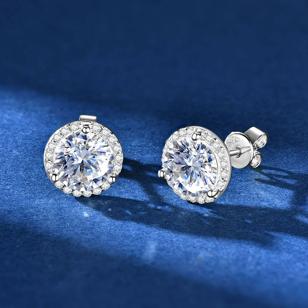 Moissanite Threaded Earrings Set – 1ct 2ct Simple Niche Style | 925 Sterling Silver Unisex Jewelry for Men & Women