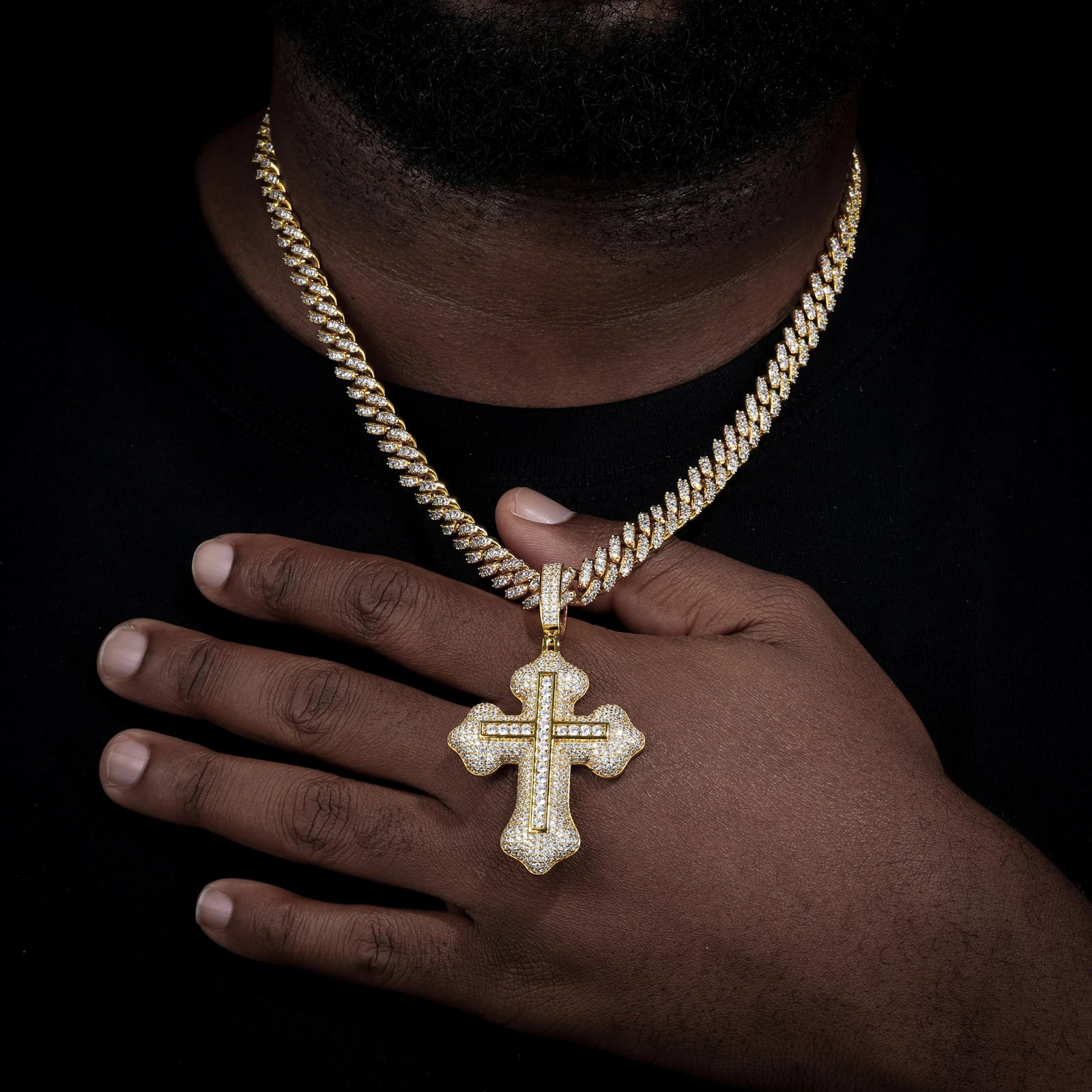 Moissanite Cross Pendant – D VVS Full Iced Out Design | 925 Sterling Silver Hip Hop Jewelry for Men & Women
