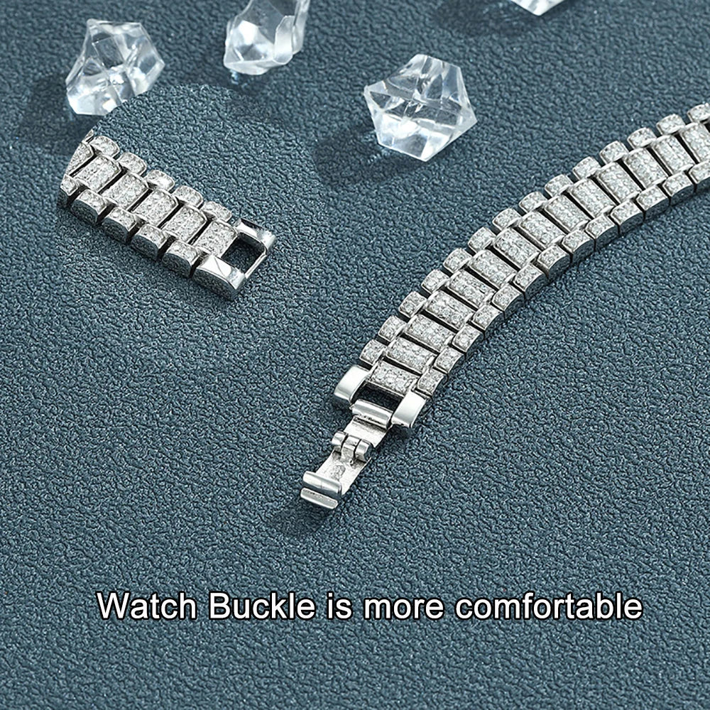 Moissanite Watch Chain Bracelet – 1.2mm Certified Full Diamond Bangle with GRA | 925 Sterling Silver Fine Jewelry for Women & Men