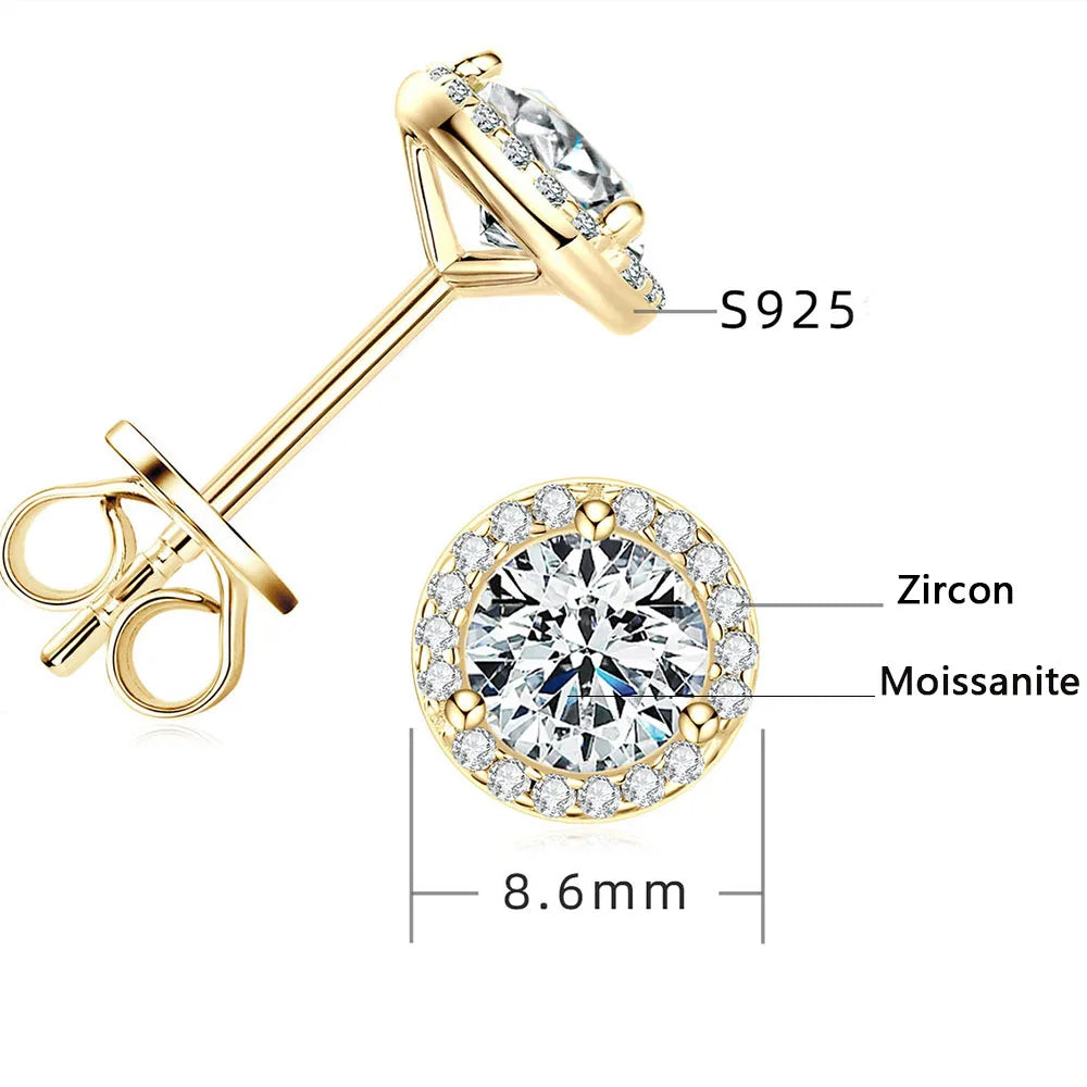 Moissanite Threaded Earrings Set – 1ct 2ct Simple Niche Style | 925 Sterling Silver Unisex Jewelry for Men & Women
