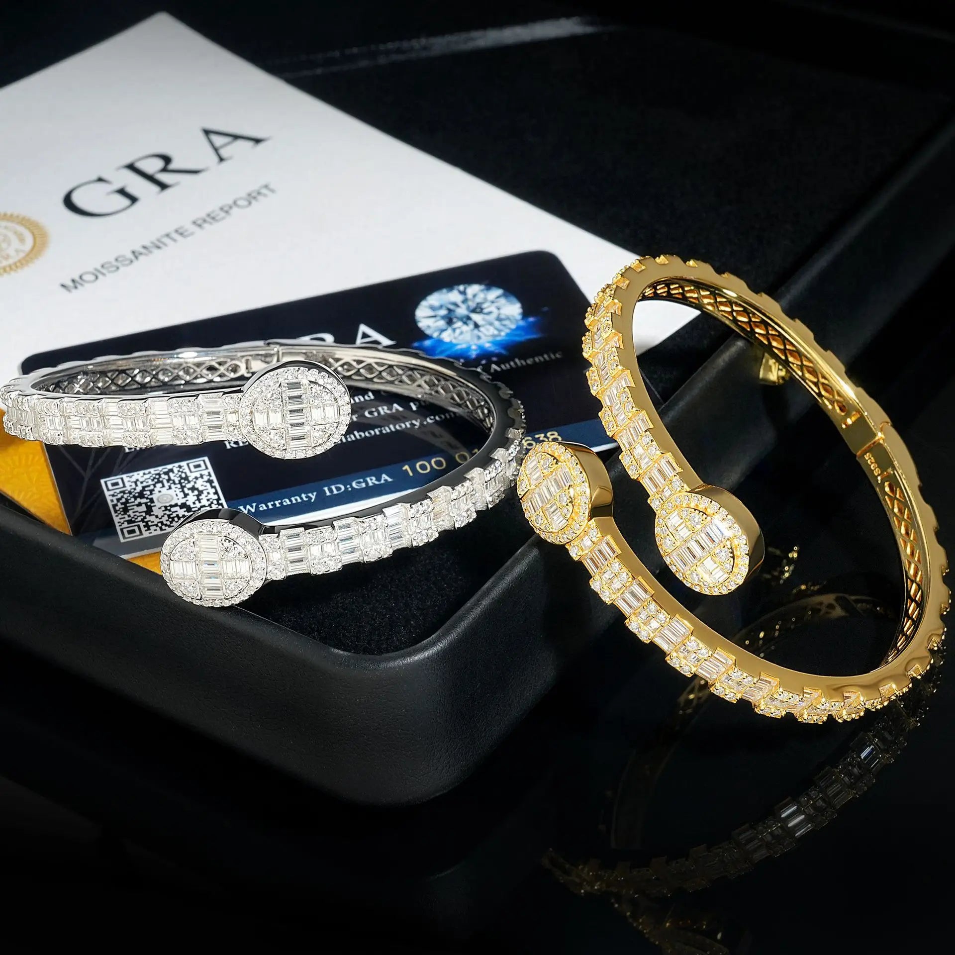 Moissanite Bracelet – Iced Out Baguette Oval Shape Diamond Bangle | 925 Sterling Silver Hip Hop Jewelry Pass Tester