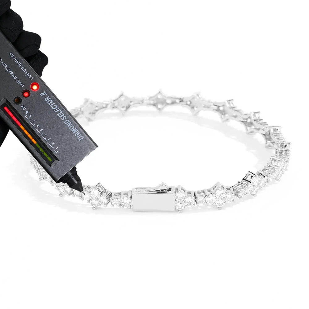 Moissanite Tennis Bracelet – Iced Out VVS with Spring Buckle | 925 Sterling Silver Tennis Chain Jewelry for Men & Women