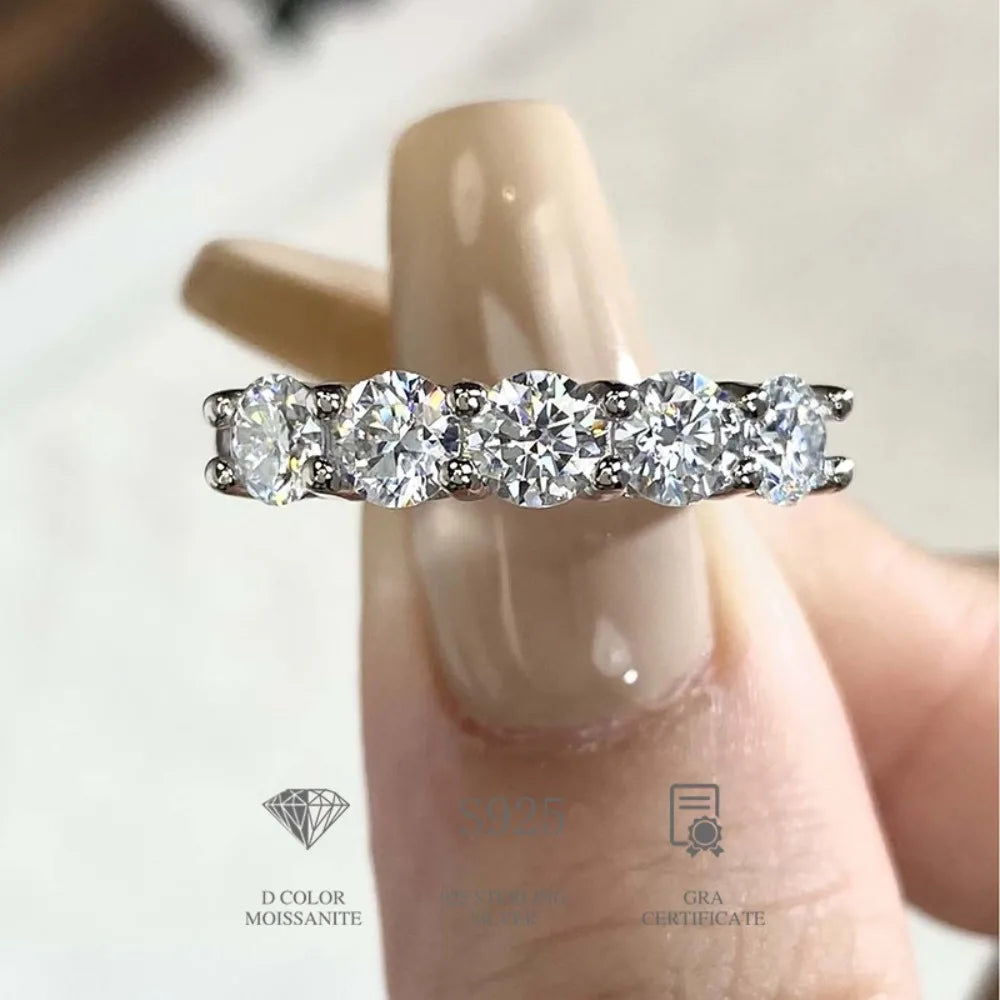Moissanite Eternity Band Ring – 7ct 5mm Full Diamond Design with Certificate | 925 Sterling Silver Engagement Wedding Ring for Men & Women