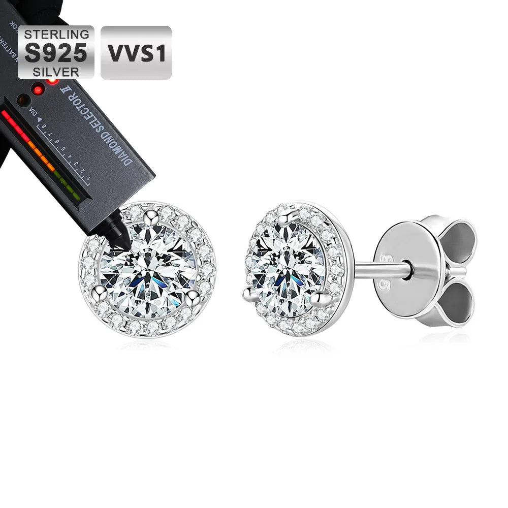 Moissanite Threaded Earrings Set – 1ct 2ct Simple Niche Style | 925 Sterling Silver Unisex Jewelry for Men & Women