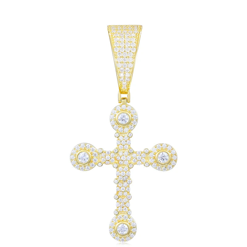 Moissanite Cross Pendant – Star-Studded Sparkle Design | 925 Sterling Silver Hip Hop Jewelry for Men & Women