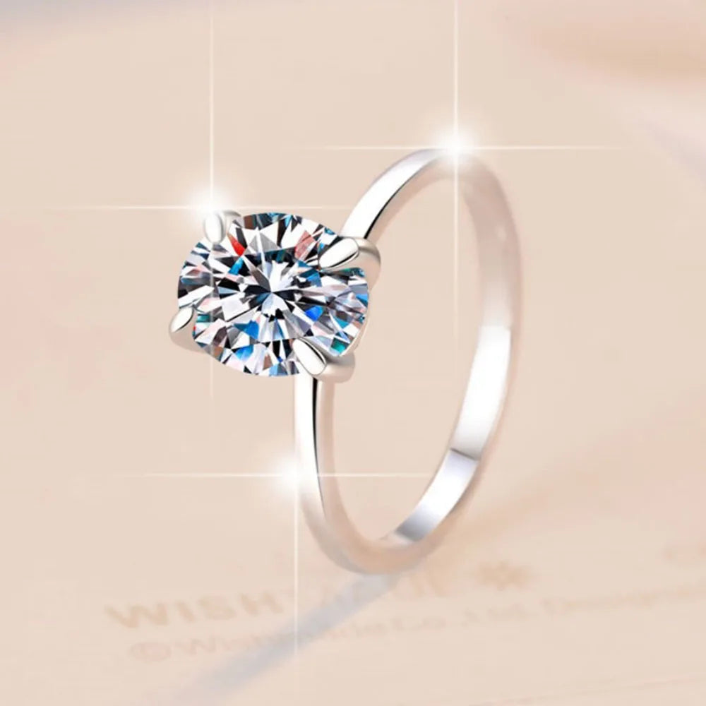 Moissanite Ring – 0.5ct 1ct 2ct 3ct Oval Egg-Shaped Design | 18K Gold Plated 925 Sterling Silver Simple Wedding Ring for Women