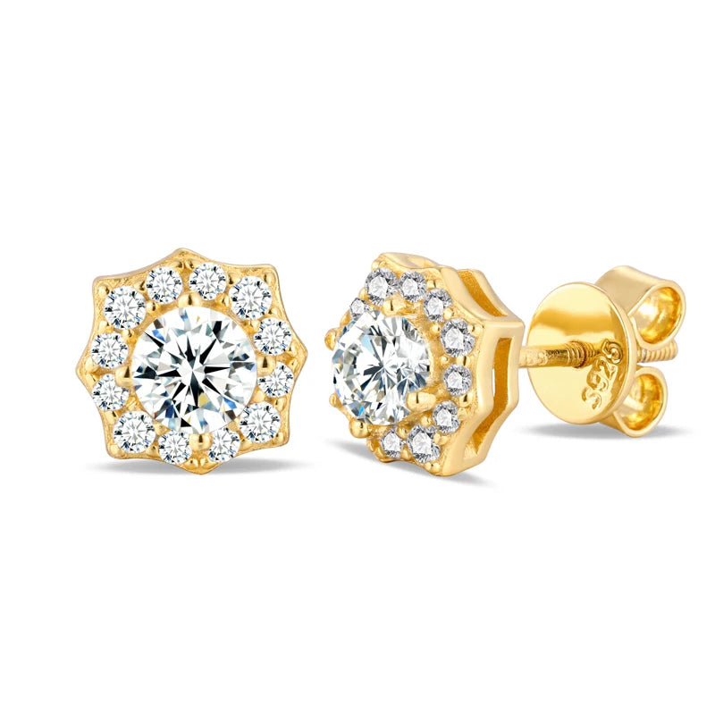 Moissanite Star Earrings – D VVS Eight-Pointed | 925 Sterling Silver Daily Fine Jewelry for Men & Women