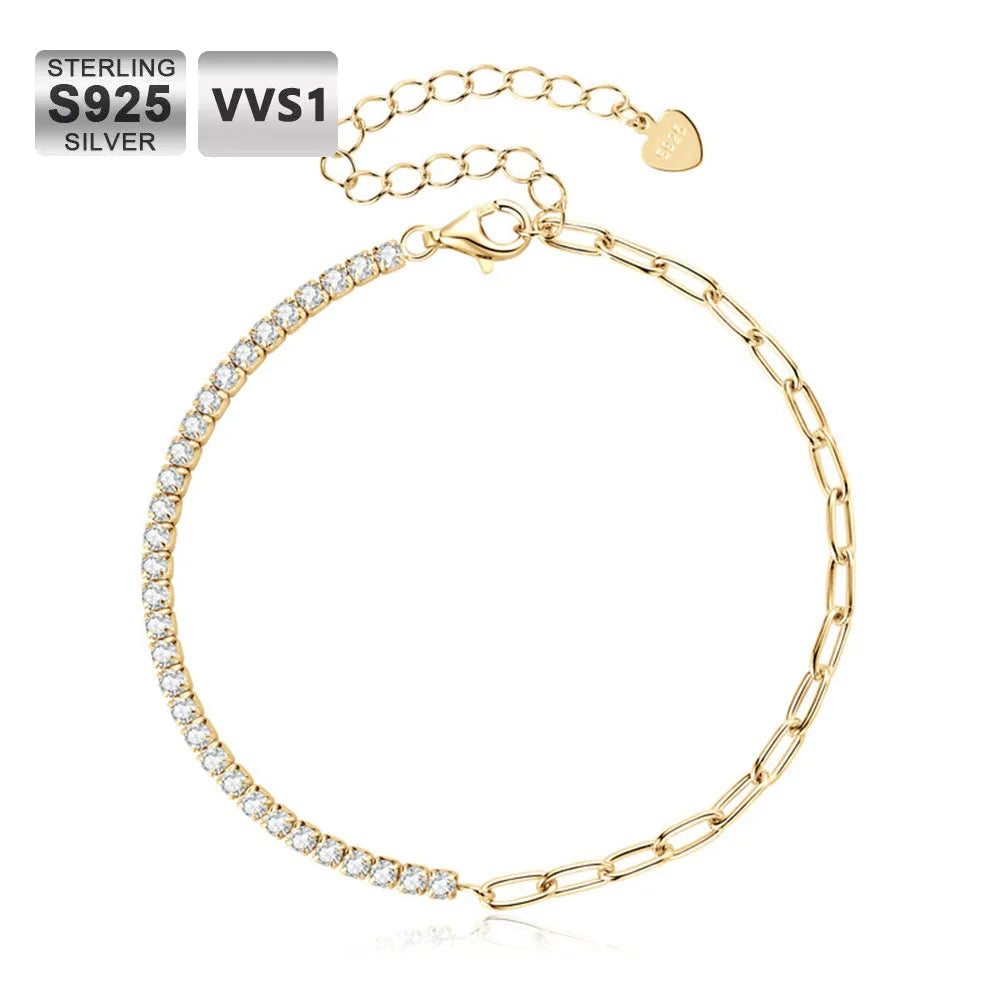 Moissanite Tennis Bracelet – 2mm D VVS1 Round Cut | 925 Sterling Silver Bracelet for Women, Men & Couples