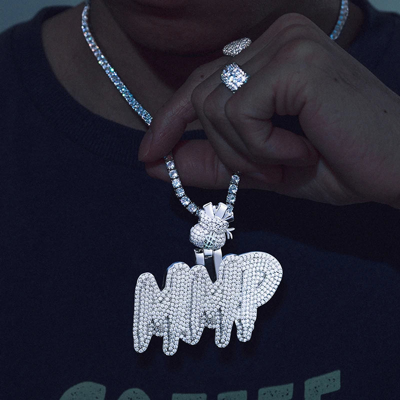 Moissanite Custom Letter Pendant – New Font Stitching Style | 925 Sterling Silver Hip Hop Jewelry for Men & Women