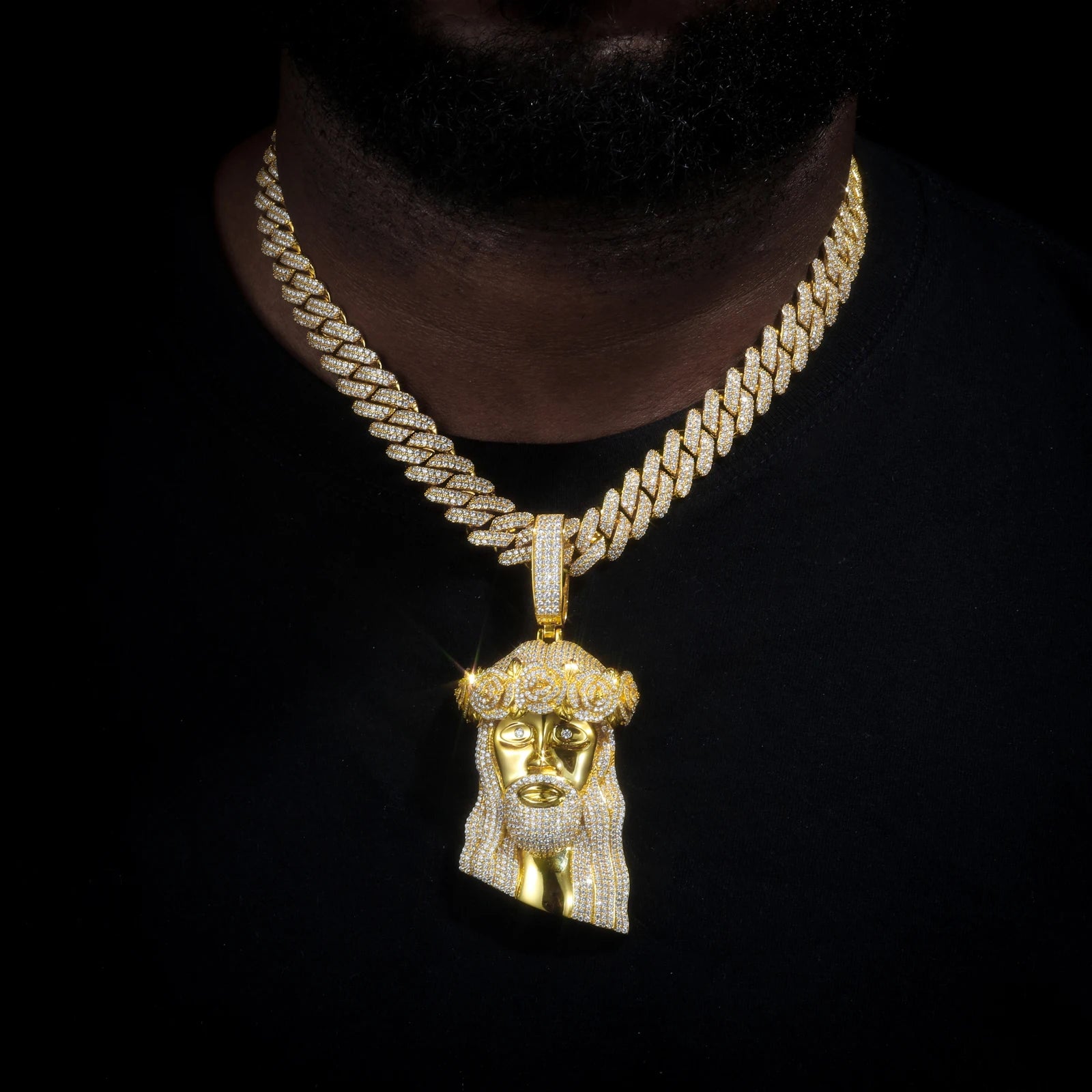 Moissanite Jesus Head Pendant Necklace – Iced Out VVS | 925 Sterling Silver Hip Hop Christian Jewelry for Men & Women