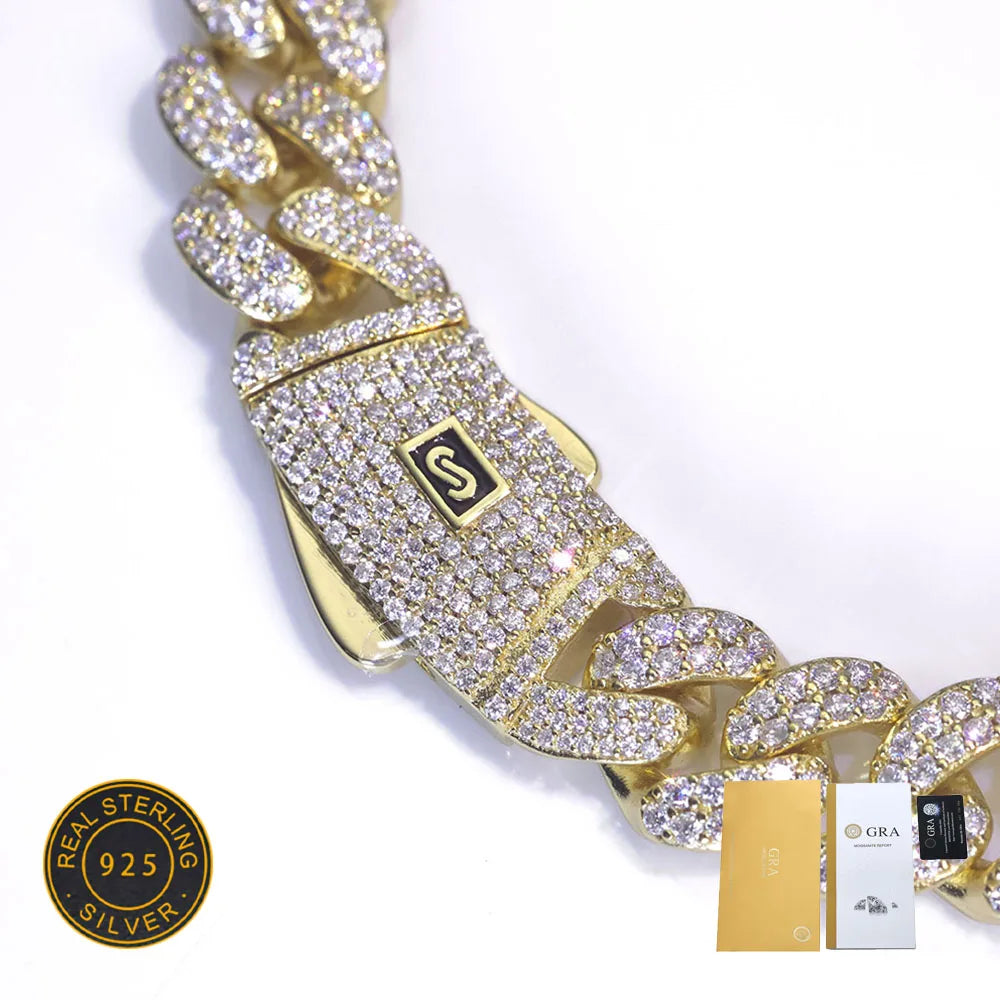 Moissanite Monaco Bracelet – New Style Full Iced Out VVS Diamond 2 Row Cuban Link Chain | 925 Sterling Silver Jewelry for Men & Women