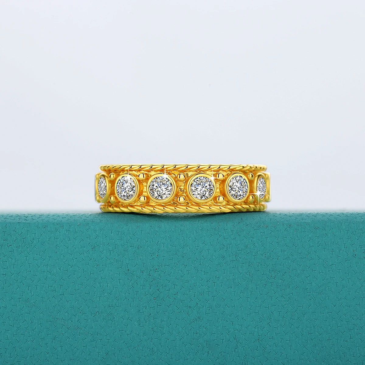 Moissanite Diamond Ring – 3mm 0.1ct Full Eternity Band | Real 14K Gold Au585 Unisex Anniversary & Party Jewelry