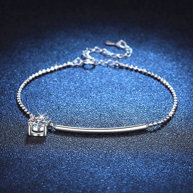 Moissanite Bracelet – Elegant Flower Wedding Jewelry Gift | 925 Sterling Silver Diamond Bracelet for Women