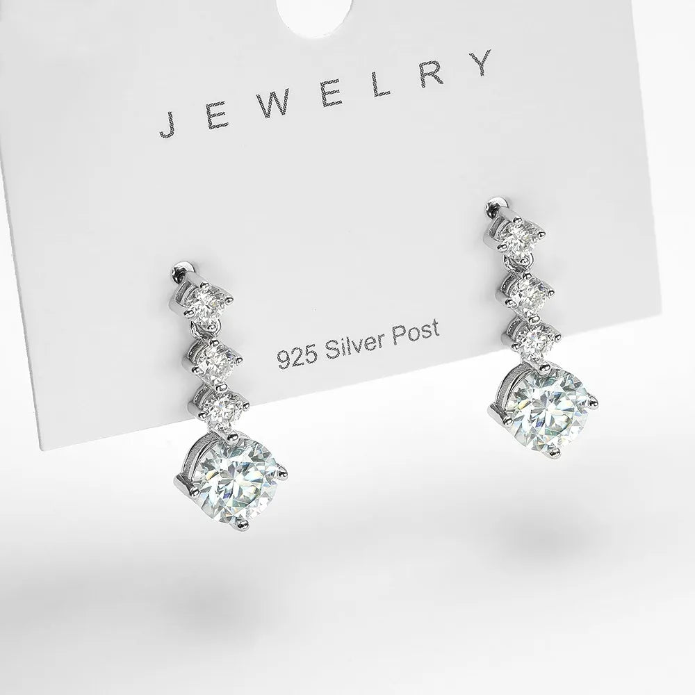 Moissanite Drop Earrings – 2.6cttw GRA Certified Bridal Dangle Design | 925 Sterling Silver Wedding Jewelry Gift for Women