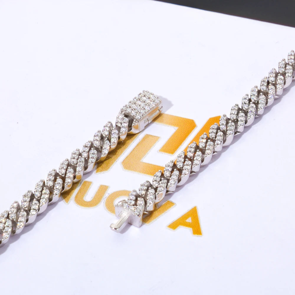 Moissanite Cuban Link Chain Necklace – 5mm VVS Diamond Iced Out Pass Test | 925 Sterling Silver Hip Hop Jewelry for Women