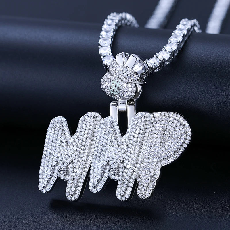 Moissanite Custom Letter Pendant – New Font Stitching Style | 925 Sterling Silver Hip Hop Jewelry for Men & Women