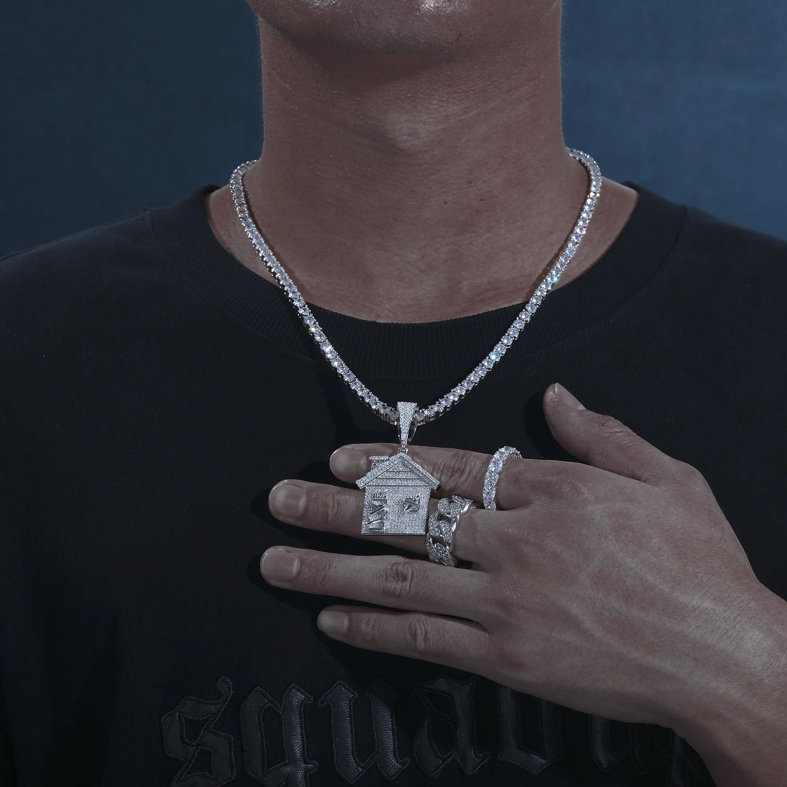 Moissanite House Pendant Necklace – Iced Out Door Design | 925 Sterling Silver Hip Hop Jewelry for Men & Women
