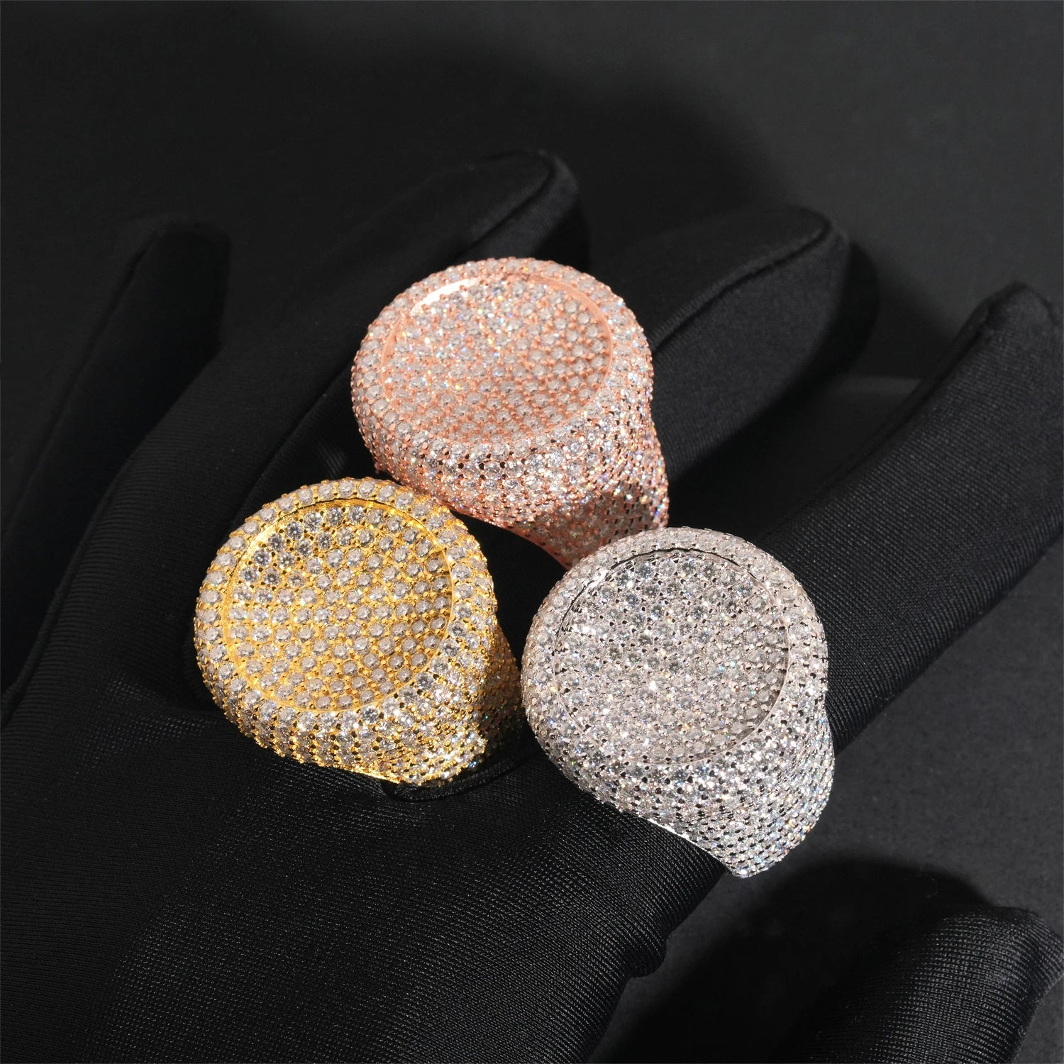 Moissanite Round Ring – D Color Hip Hop Design with GRA Certificate | S925 Sterling Silver Jewelry