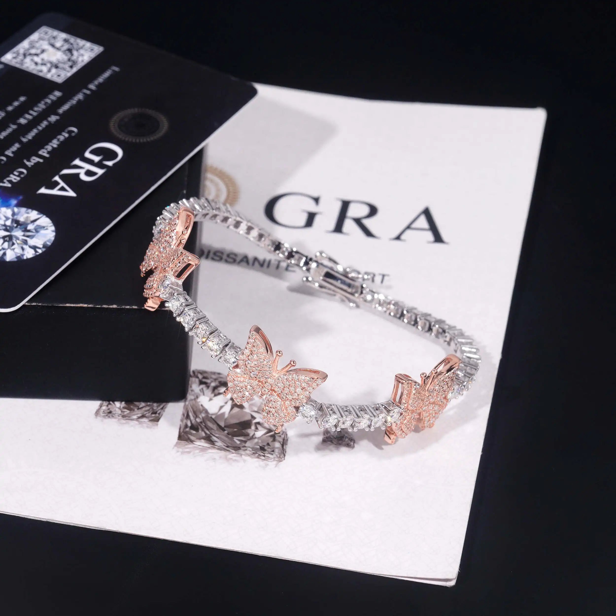 Moissanite Butterfly Tennis Bracelet – VVS Hip Hop Design | 925 Sterling Silver Jewelry