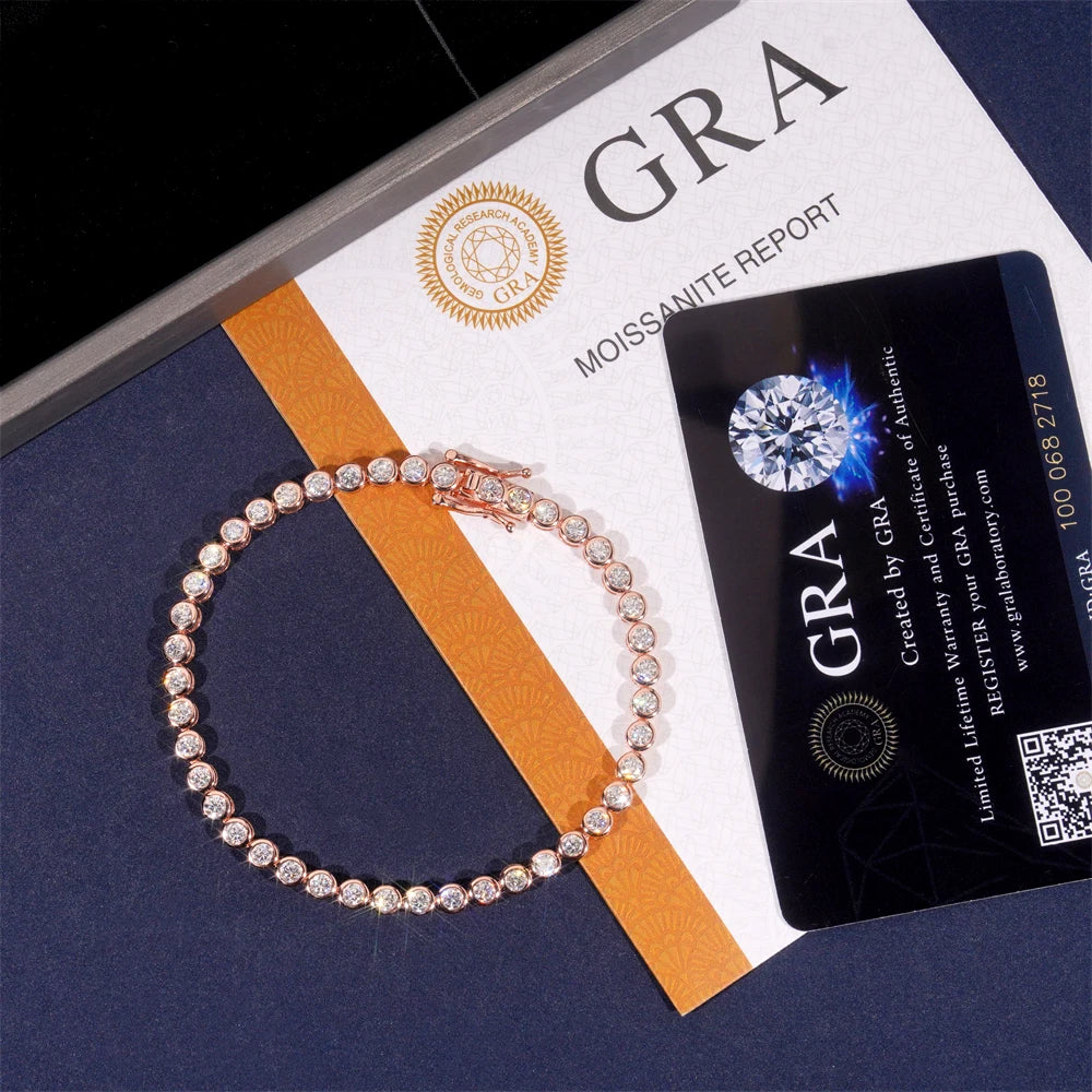Moissanite Tennis Bracelet – 3mm Full Diamond with GRA | S925 Sterling Silver Party Fine Jewelry for Women