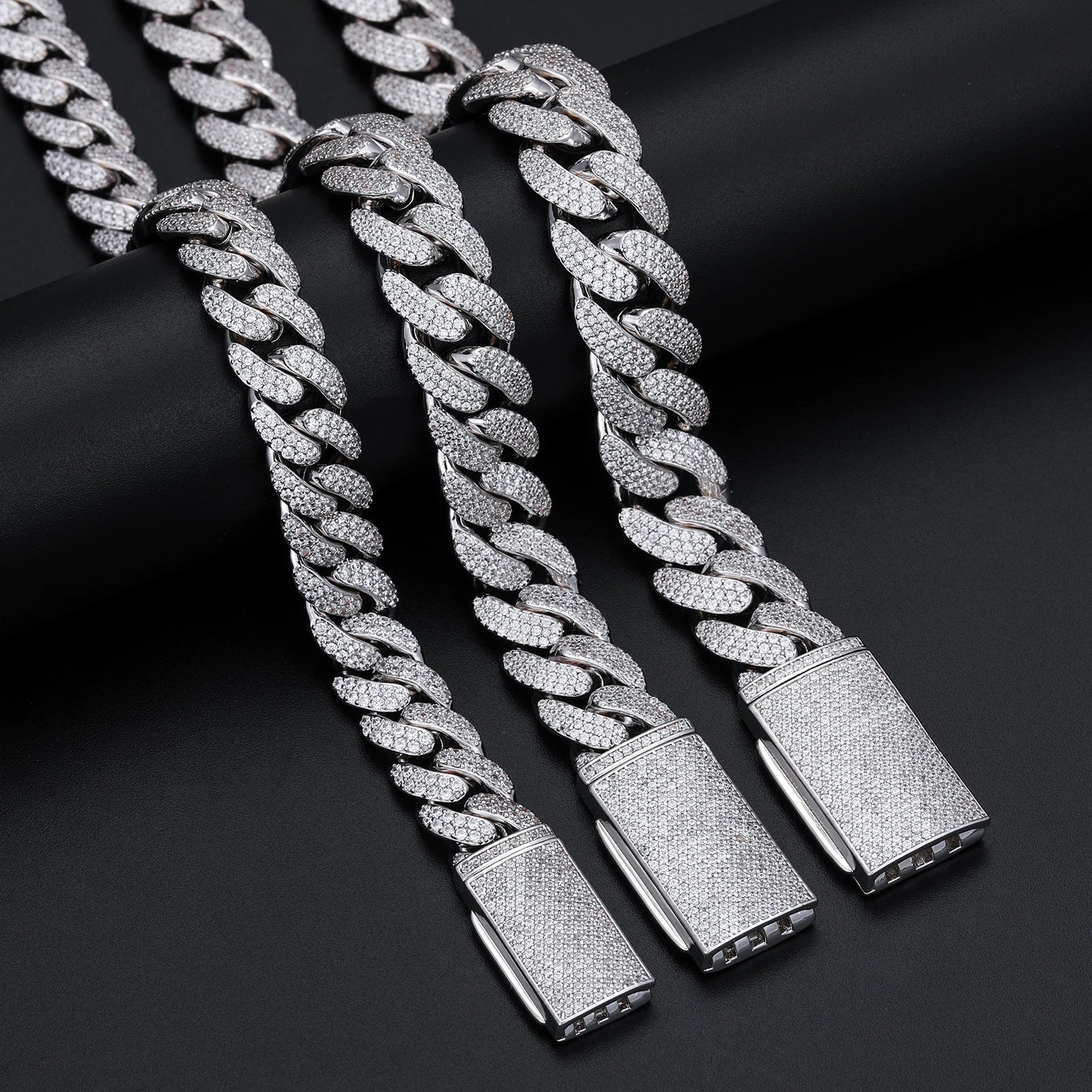 Moissanite Cuban Link Chain Necklace – 8mm–20mm | S925 Sterling Silver Hip Hop Jewelry for Men & Women