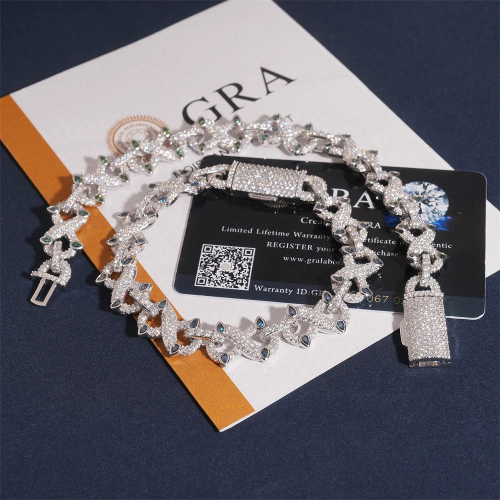 Moissanite Cuban Chain Bracelet – Colorful Trendy Hip Hop Fashion | 925 Sterling Silver with Certificate
