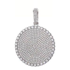 Moissanite Round Pendant Necklace – 20mm 30mm 40mm D VVS | 925 Sterling Silver Iced Out Pass Diamond Test Jewelry for Men & Women