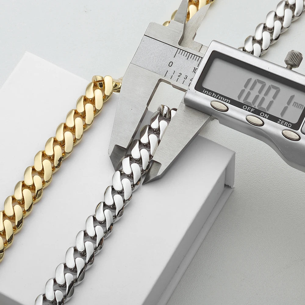 Moissanite Monaco Chain Choker Necklace – Thick Iced Out Diamond Clasp 14K Gold Plated | 925 Sterling Silver Cuban Link Jewelry for Men