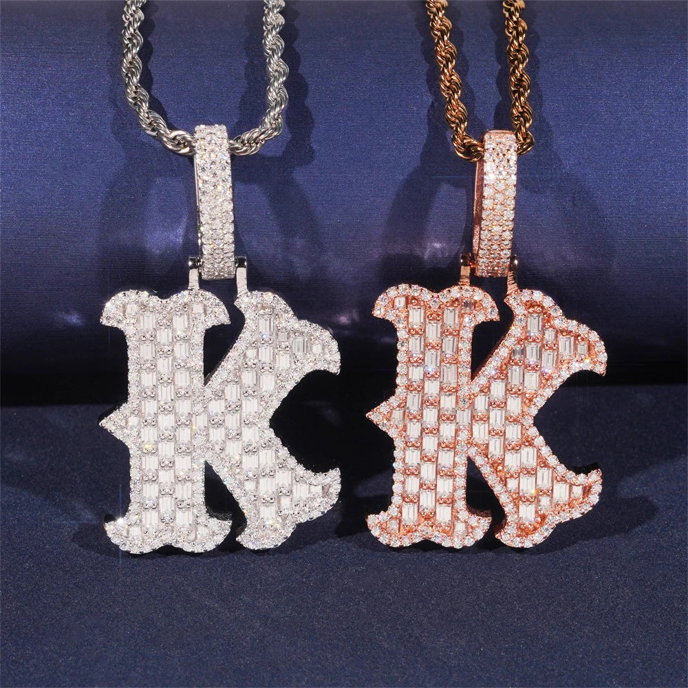 Moissanite Letter Pendant – Hip Hop Design with GRA Certificate | 925 Sterling Silver Fits 10mm Tennis Chain