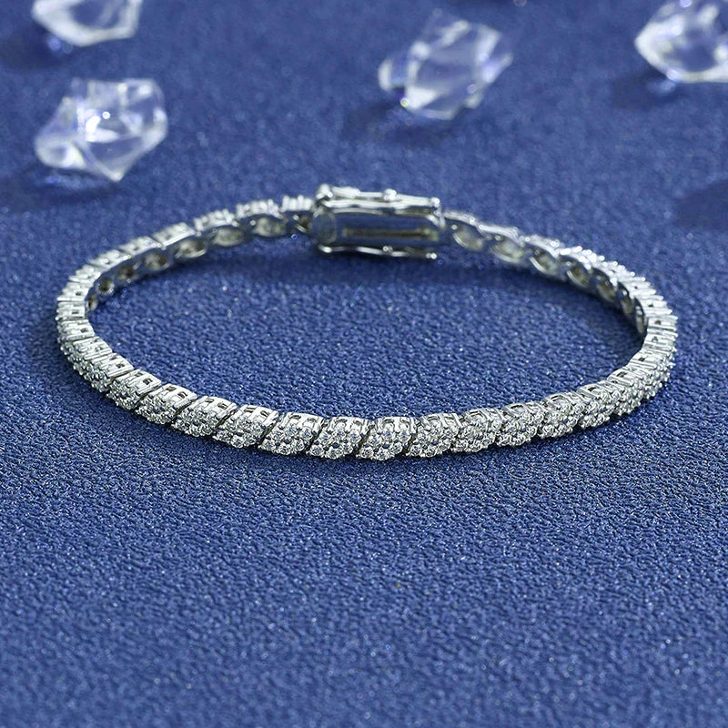 Moissanite Tennis Bracelet – Full Sparkling Diamond Design GRA Certified | 925 Sterling Silver Wedding & Party Jewelry for Women & Men