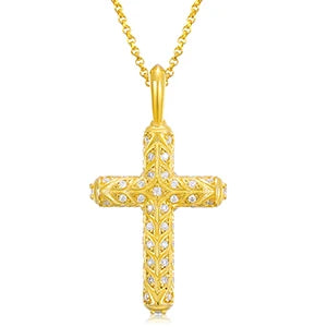 Moissanite Cross Pendant Necklace – Pass Diamond Test | 925 Sterling Silver Fine Jewelry for Men & Women